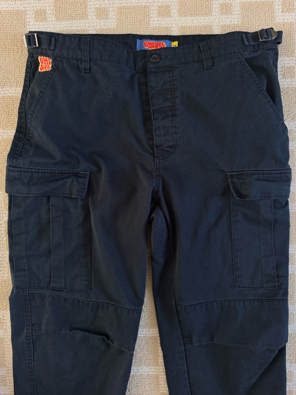Empyre Black Cargo Pants Utility Skate Adjustable Waist Drawstring Hem 32 - Picture 7 of 11